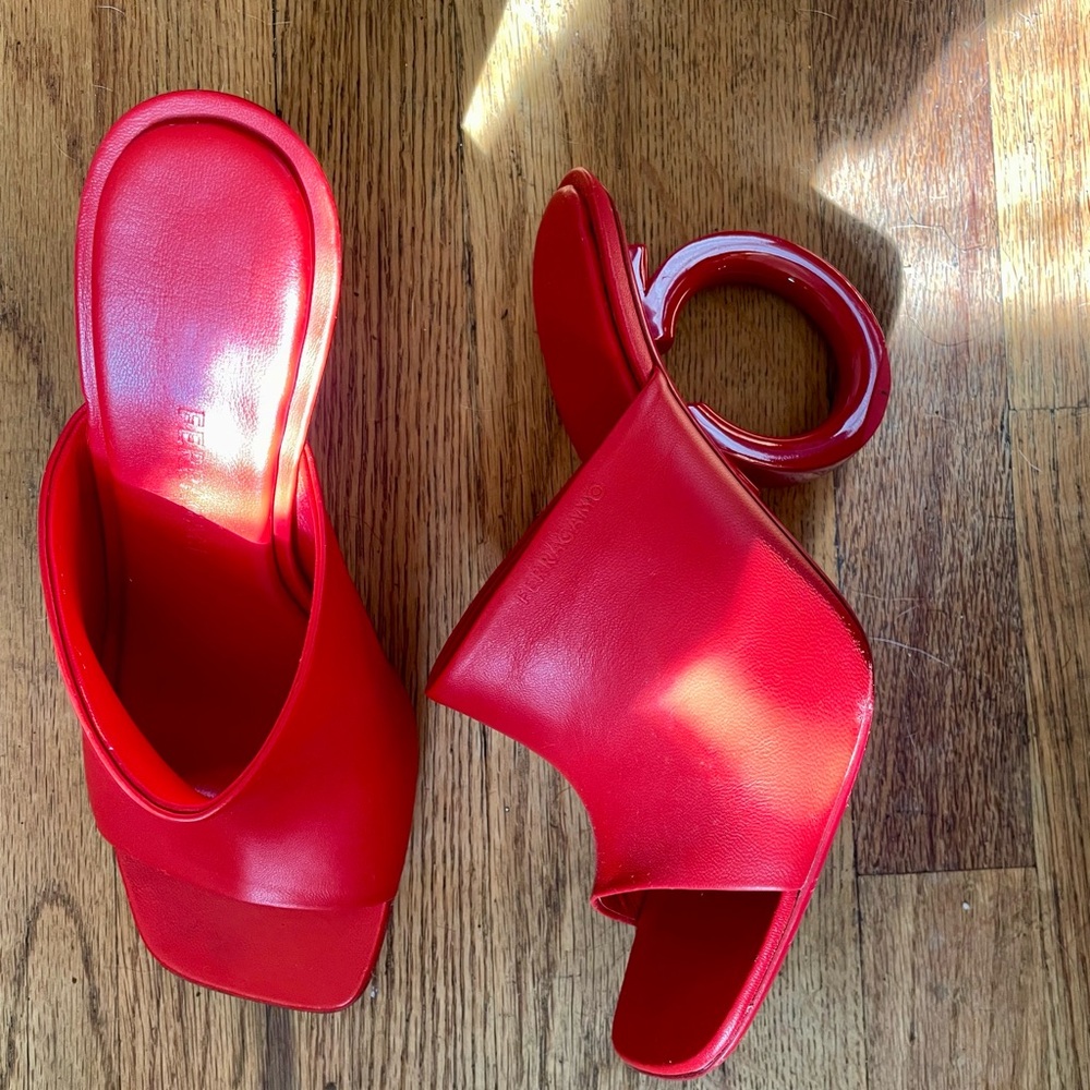 Red Ferragamo Mules Size 40!